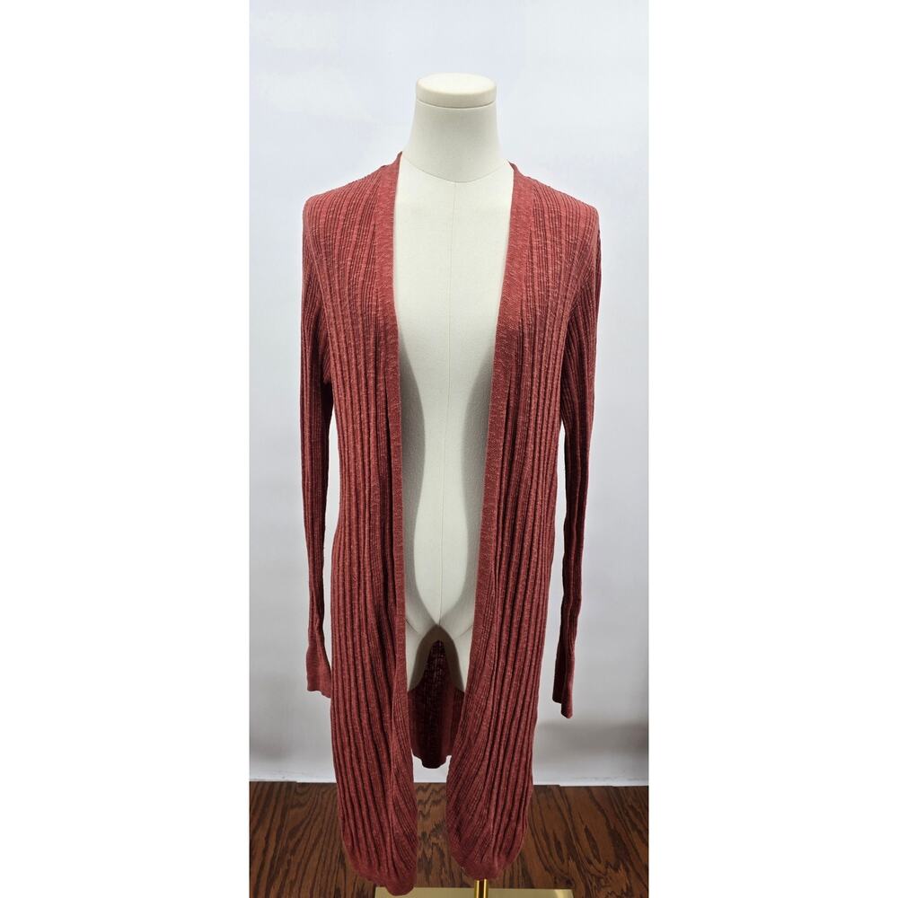 Hem & Thread Cottagecore Chestnut Ribbed Side Slit Cardigan